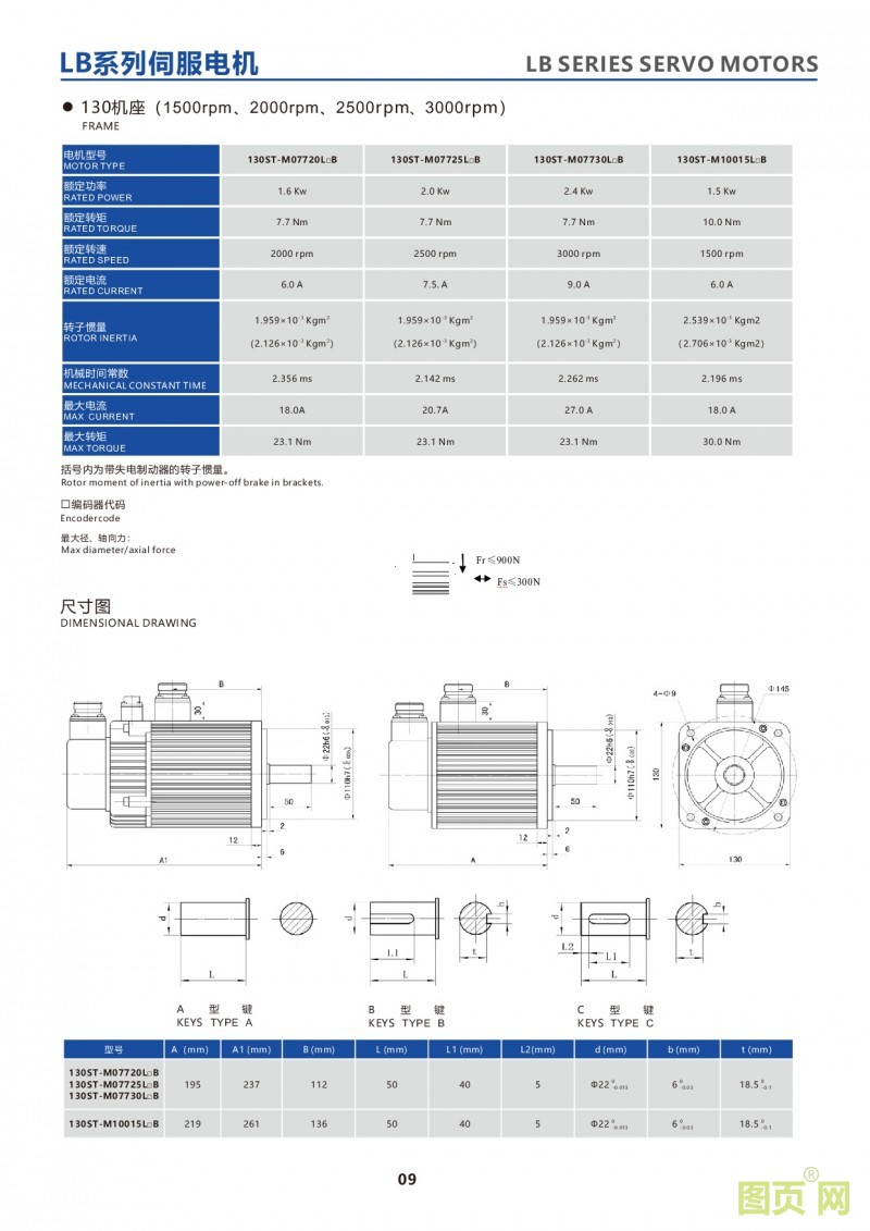 7-LB series 130ST servo motor華大伺服馬達(dá)130ST電機(jī)參數(shù)及尺寸