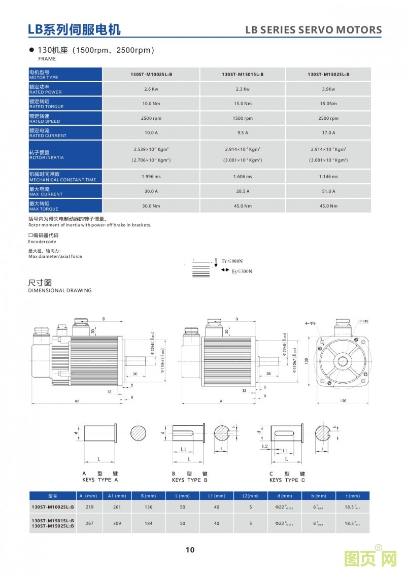 8-LB series 130STservo motor 130ST增量式伺服電機(jī)參數(shù)及尺寸